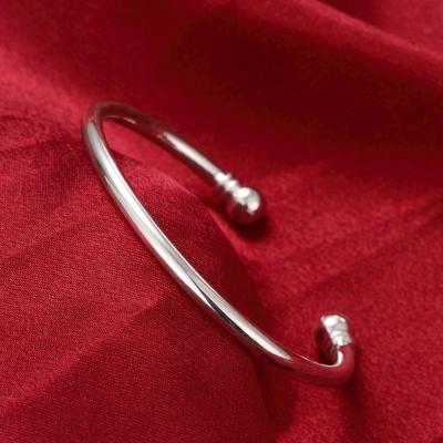 Fashion Simple Double Bead Bracelet Women's Jewelry Exquisite Open Bracelet Silver Plated Bracelet