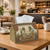 1pc Vintage Safari Wildlife Tissue Box - Cheetah Desert Oasis Landscape Napkin Storage Box, Suitable for Rolls/facial Tissues/single Sheets, Multi-fun