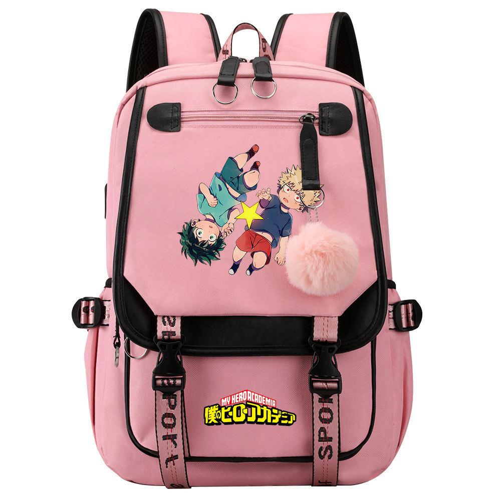 Day Man My Hero Academy USB Teen Student School Bag Men's and Women's Casual Webbing Flip Backpack