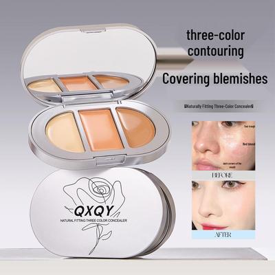 QXQY Natürliche Dreifarben-Concealer-Palette für Frauen - Deckt Augenringe, Unreinheiten und Narben ab, ohne zu verklumpen