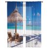 Seaside Scenery White Sand Beach Ocean Tulle Window Treatment Sheer Curtains for Living Room the Bedroom Curtains Decoration