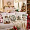 Christmas Printed Pillow Cover New Home Imitation Linen Sofa Decoration Cushion Bedroom Cushion Pillow Cover