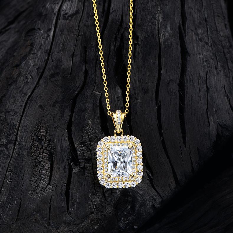 

Новое изумрудное ожерелье с драгоценными камнями 8*10 для женщин, элегантная роскошная банкетная цепочка на ключицы из стерлингового серебра