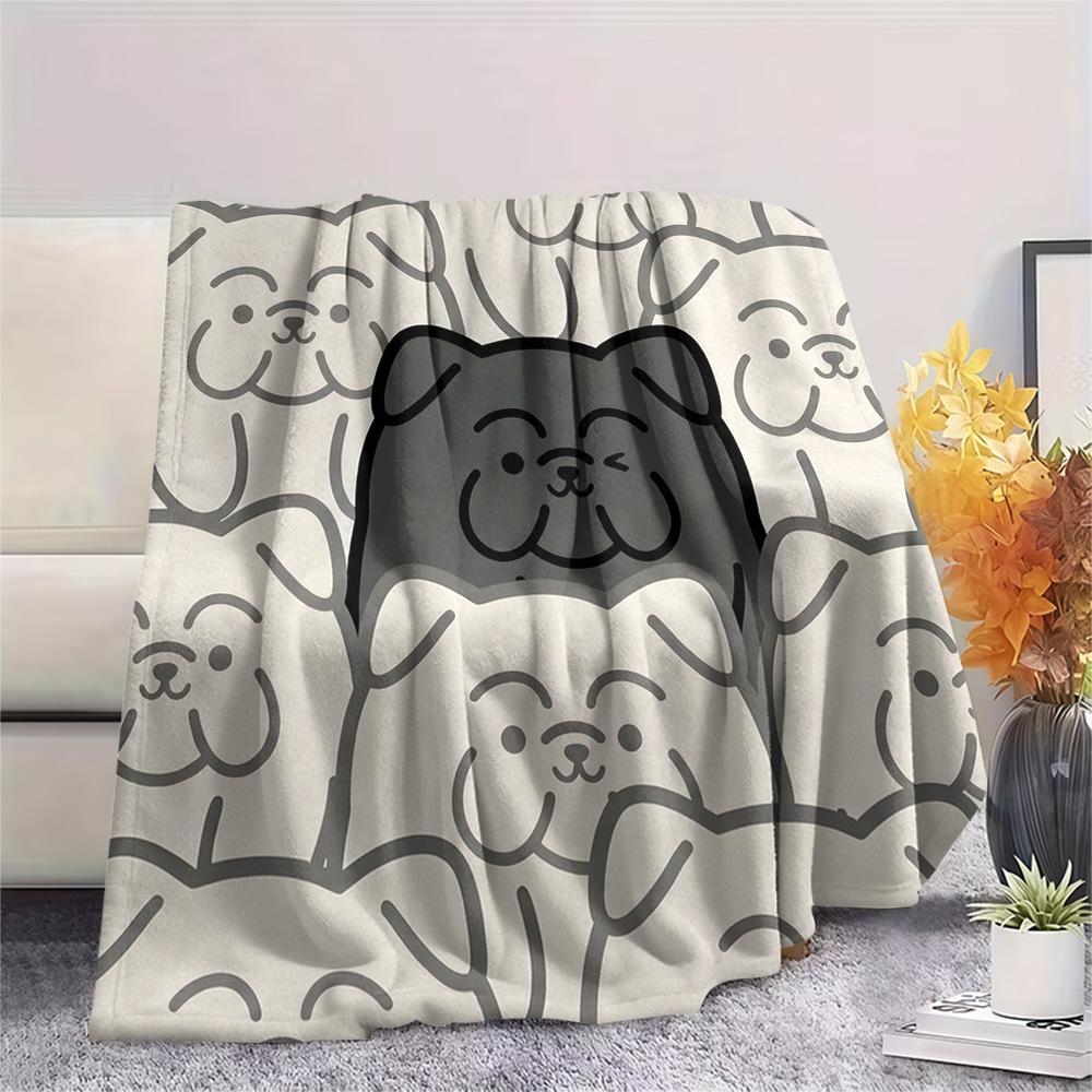 1Pc Bulldog Print Flannel Blanket, High quality Comfortable for All Seasons, Home Decor, Warmth and Comfort, Perfect for Christmas Gifts