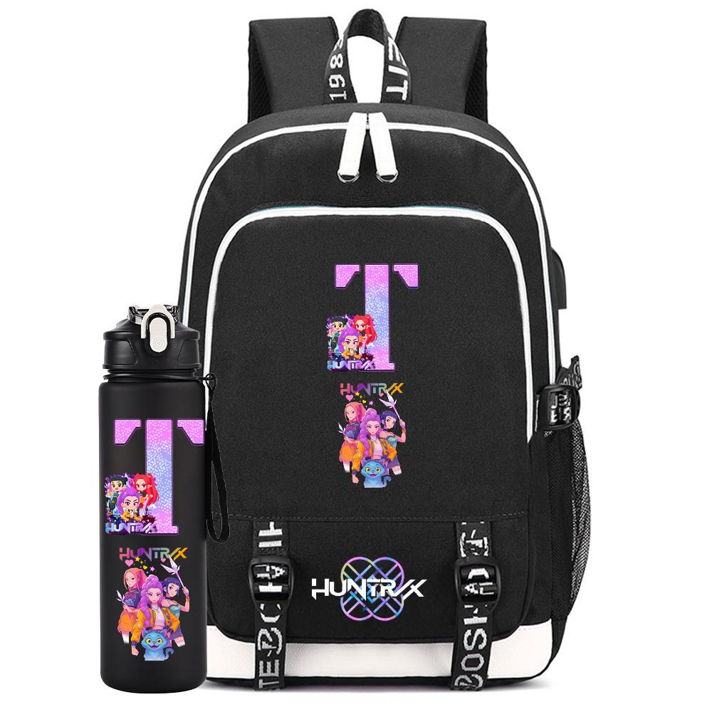 2Pcs/set Cartoon Backpack Large Capacity Bookbag With 750ml Water Bottler Laptop Student Boy Girl School Bag Travel Bag Kid Gift