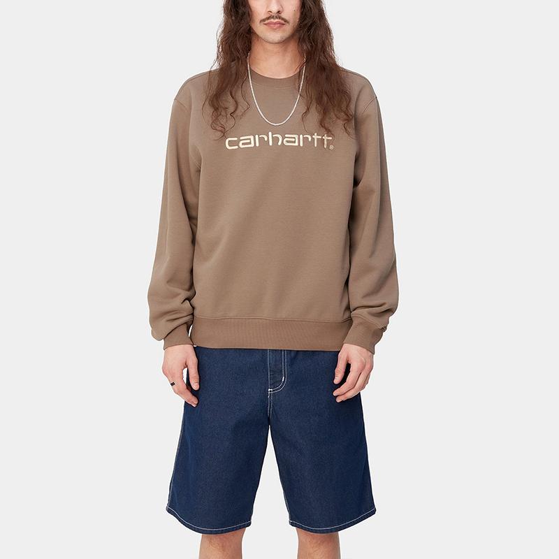 Carhartt WIP Carhartt Logo Letter Pattern Crew Neck Long Sleeve Sweatshirt Men Sweatshirt Khaki I030546-24E-XX