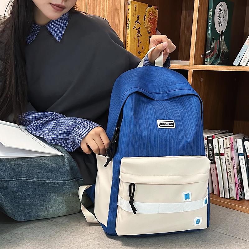 Large Capacity School Bag Color Block Multifunctional Travel Backpack Unisex Backpack