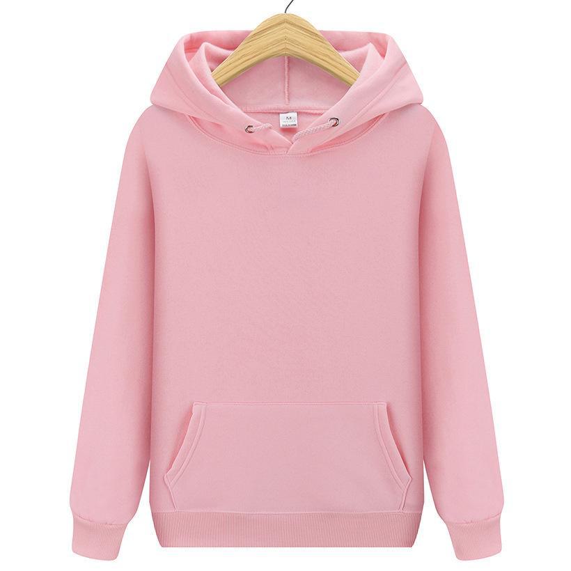 Men Unisex Solid Color Women Hoodie with Front Pocket for Spring and Autumn