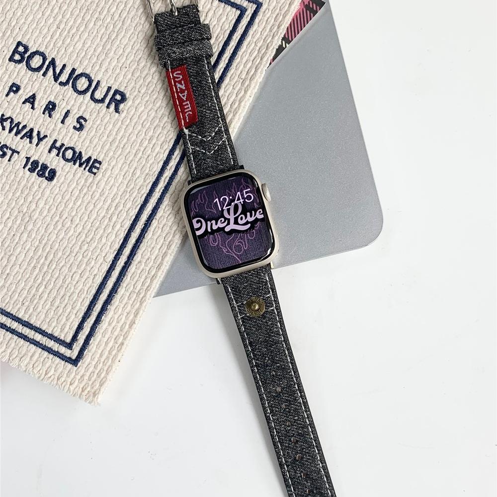 Moda Denim Kanvas Bant Apple Watch Serisi için Ultra 8 7 6 5 4 3 2 Se Toka Kayışı Iwatch 40 44mm 41 45mm 49mm Aksesuarları