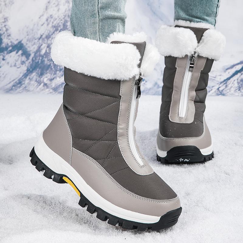 

Women s Plus Size Non-Slip Thickened Snow Boots with Front Zipper 36 сірий колір