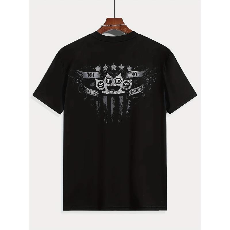 European Sizes Men'S Casual Summer T-Shirt Featuring a Vintage Letter And Skull Design, Perfect for Everyday Use And Holiday Trips