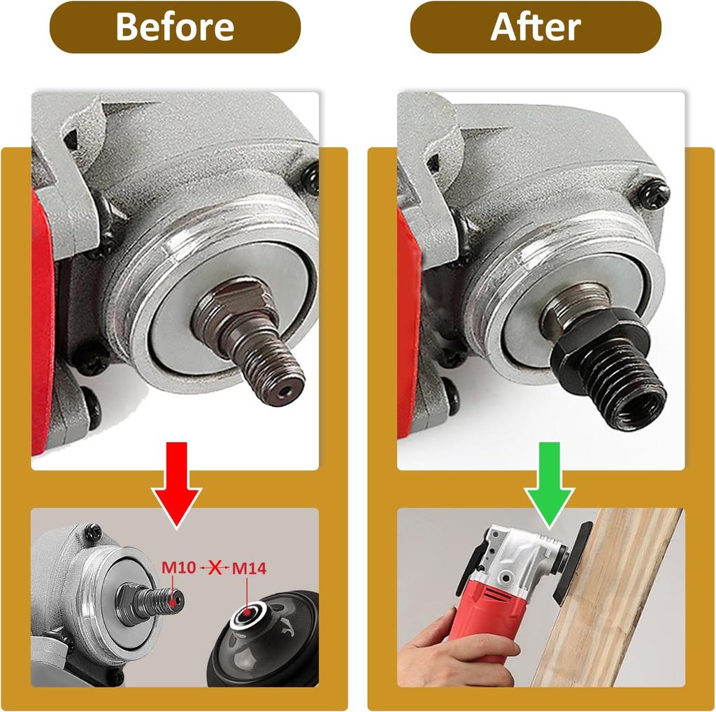 2Pcs M5 to M10 M14 M16 Angle Grinder Thread Adapter Female to Male Converter Thread Reducer Attachment Power Tool Accessories