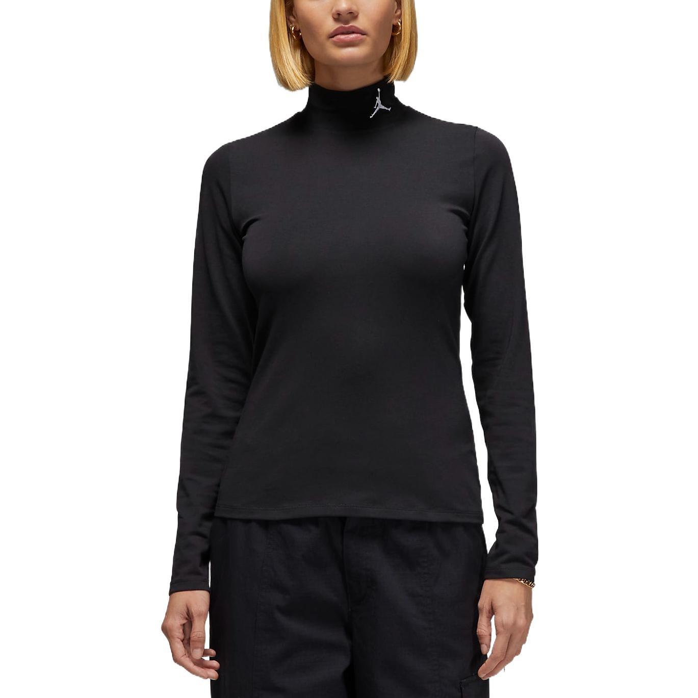 (WMNS) Air Jordan Flight Long Sleeve Mock Neck Top  Black  Women s DQ4619-010 S