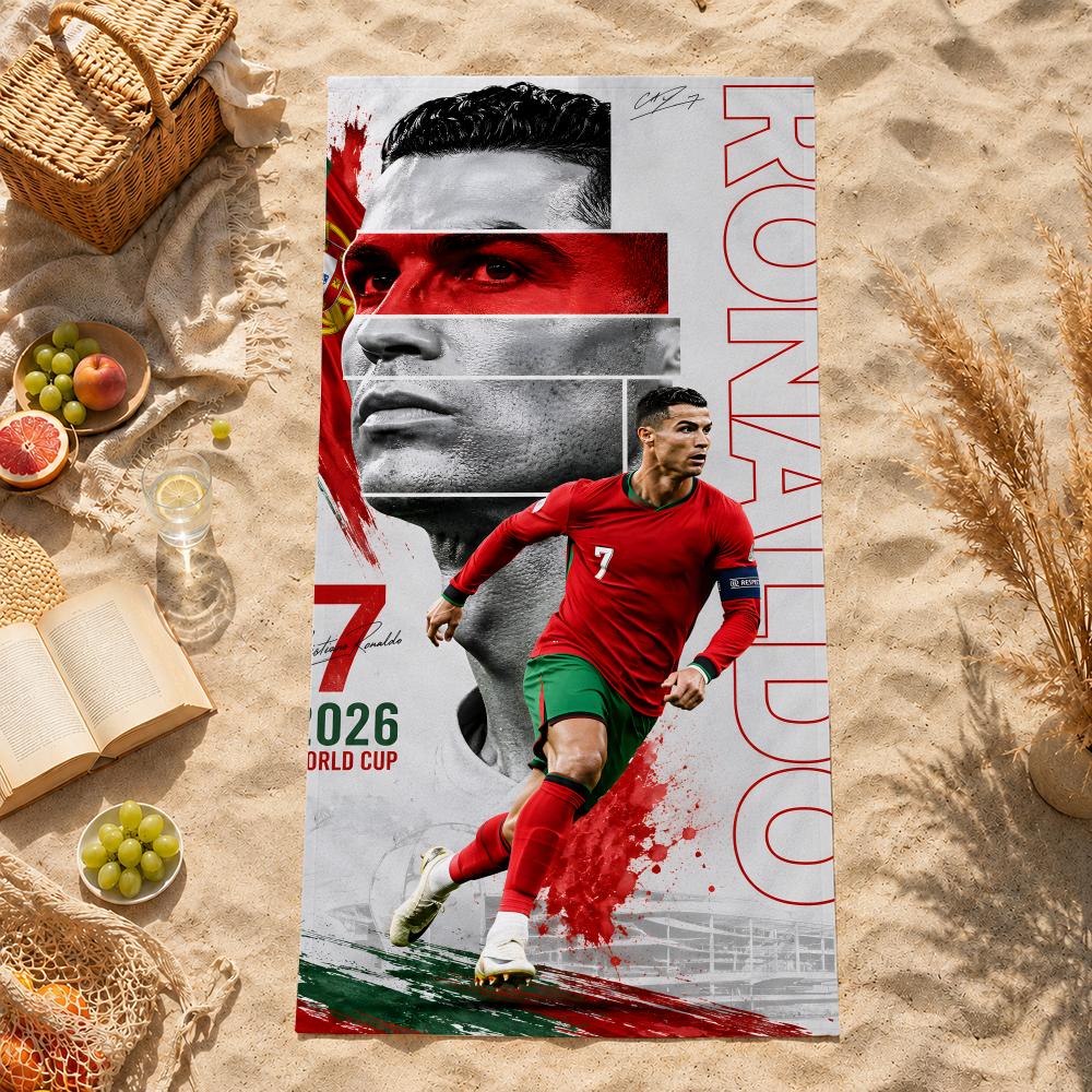 Sport C-Cristiano Ronaldo Fußball Handtuch Handtuch Strand Gesichts-Handtuch Schnelltrocknend Weich Sandresistent Pool Geschenk für Reise Fitnessstudio Dusche 100x50cm