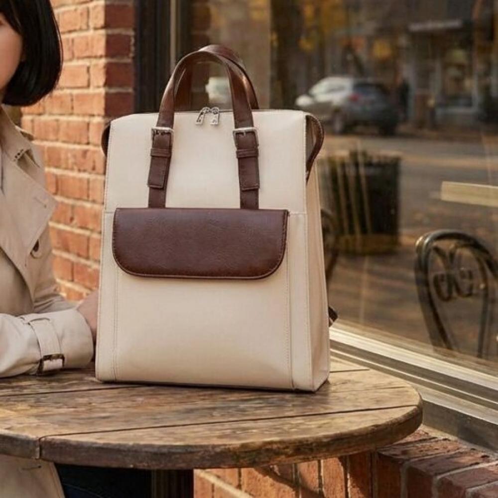 Melting Brown Women Backpack Square Bag