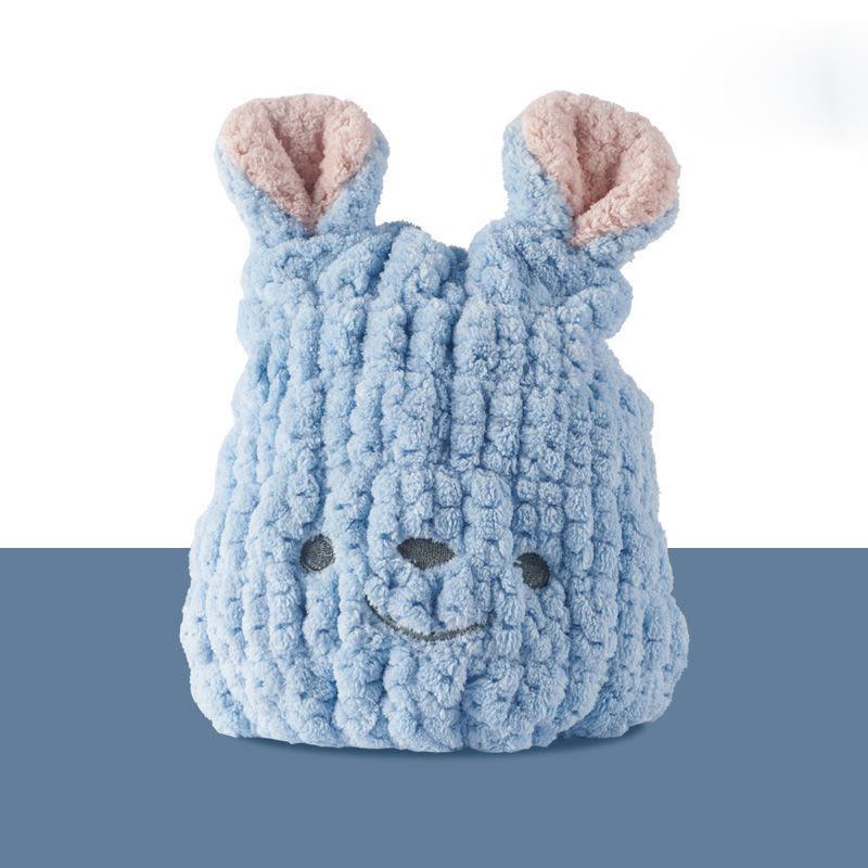 

Шапочка для душа, утолщенное полотенце, детская милая мягкая шапочка для сухих волос, впитывающий быстросохнущий тюрбан синий