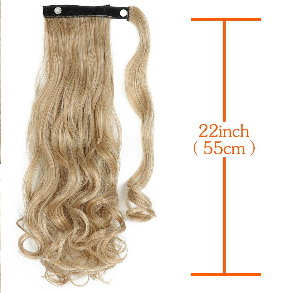 LISI HAIR Synthetic 22 Inches Long Wavy Wrap Around Clips In Ponytail Hair Extension Blonde Black Natural Hair Piece
