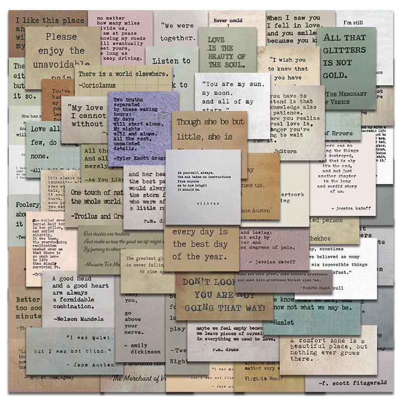 60Pcs Vintage Celebrity Quotes Stickers Decal Skateboard Suitcase Guitar Sticker