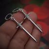 Gothic Punk Silver Sword Pendant Earrings
