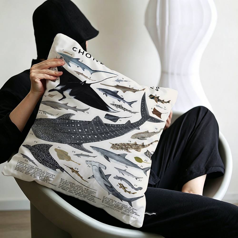 Whale And Shark Ocean Animals Personalized picture text home decorative pillows Household Gifts 45x45cm