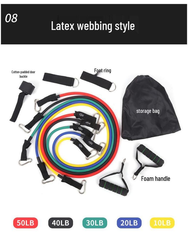 Home Fitness Resistance Band Set for Arm, Leg, and Waist Training