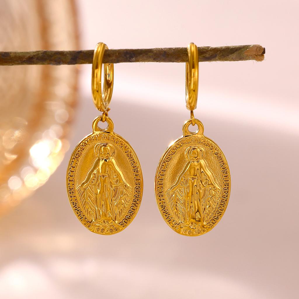 Cute Hoop Earrings Women's Party Geometric Heart Small Fish Gold Color Hanging Hoops Stainless Steel Jewelry Flower Earring Gift