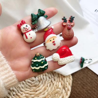 Personalisierte Weihnachts-Cartoon-Ringe: Weihnachtsmann, Rentier, Schneemann & Baumschmuck