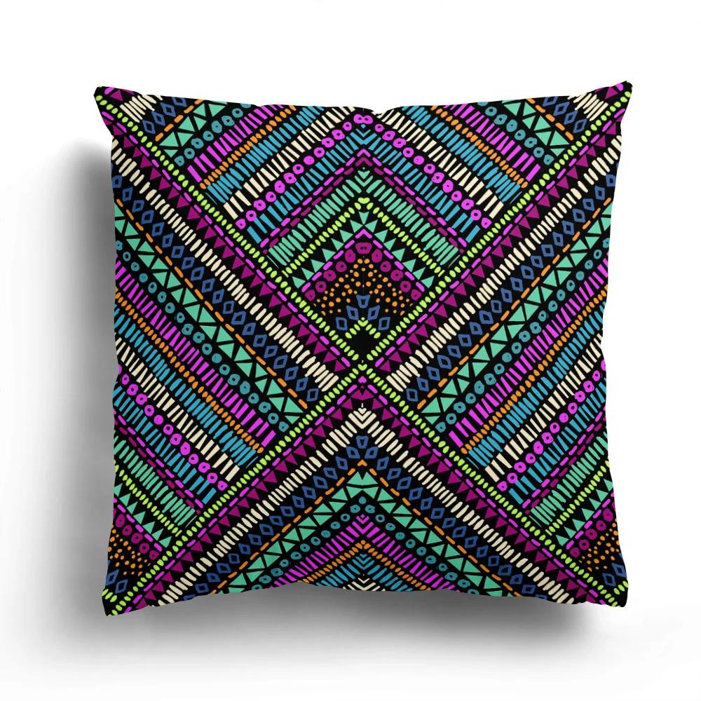 Retro Ethnic Totem Plush Pillowcase Home Sofa Cushion Cover Cartoon Pattern