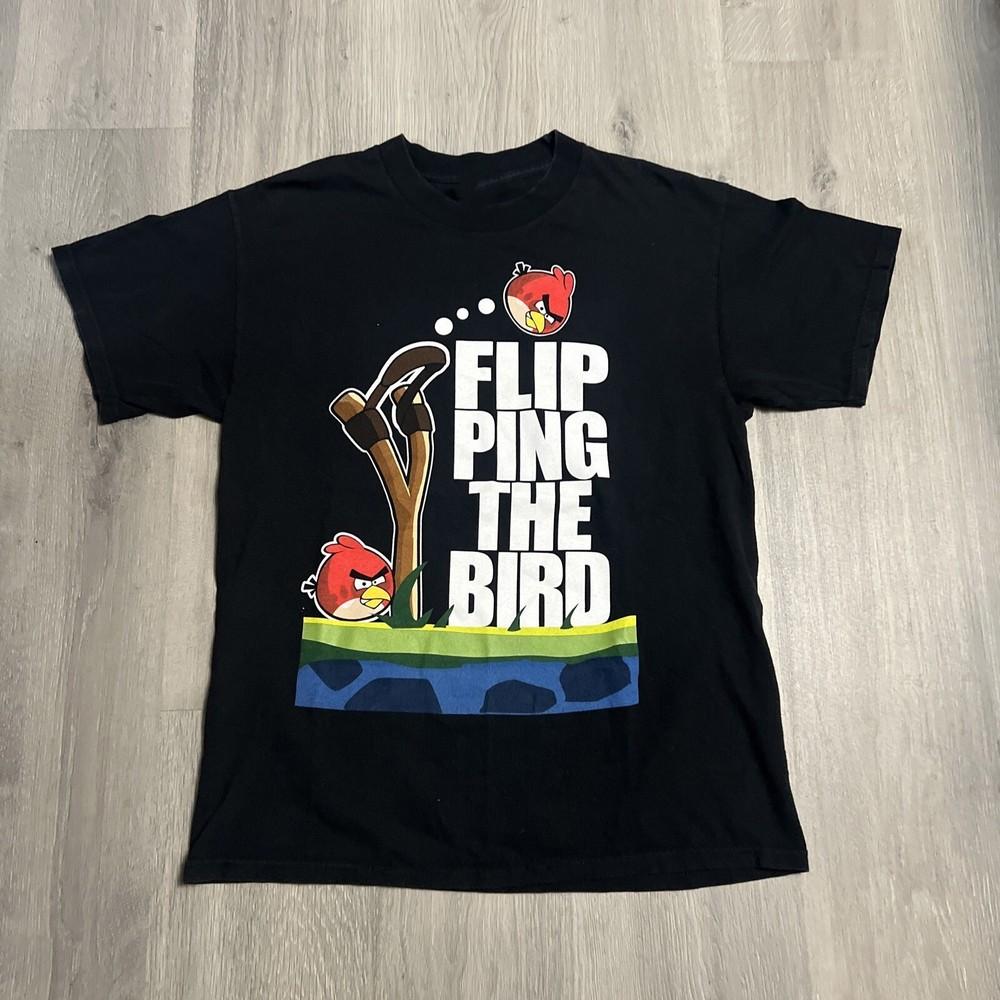 Футболка Angry Bird - Показывает средний палец, Черный цвет, EL1227, Унисекс XXXXL