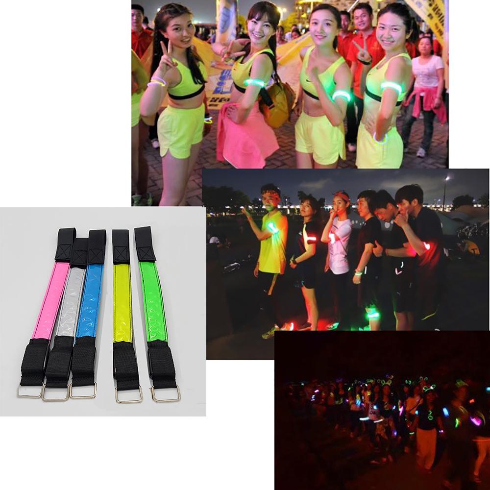 4x LED Flashing Light Wrist Band Glow Armband Reflector For Night Jogging Sports