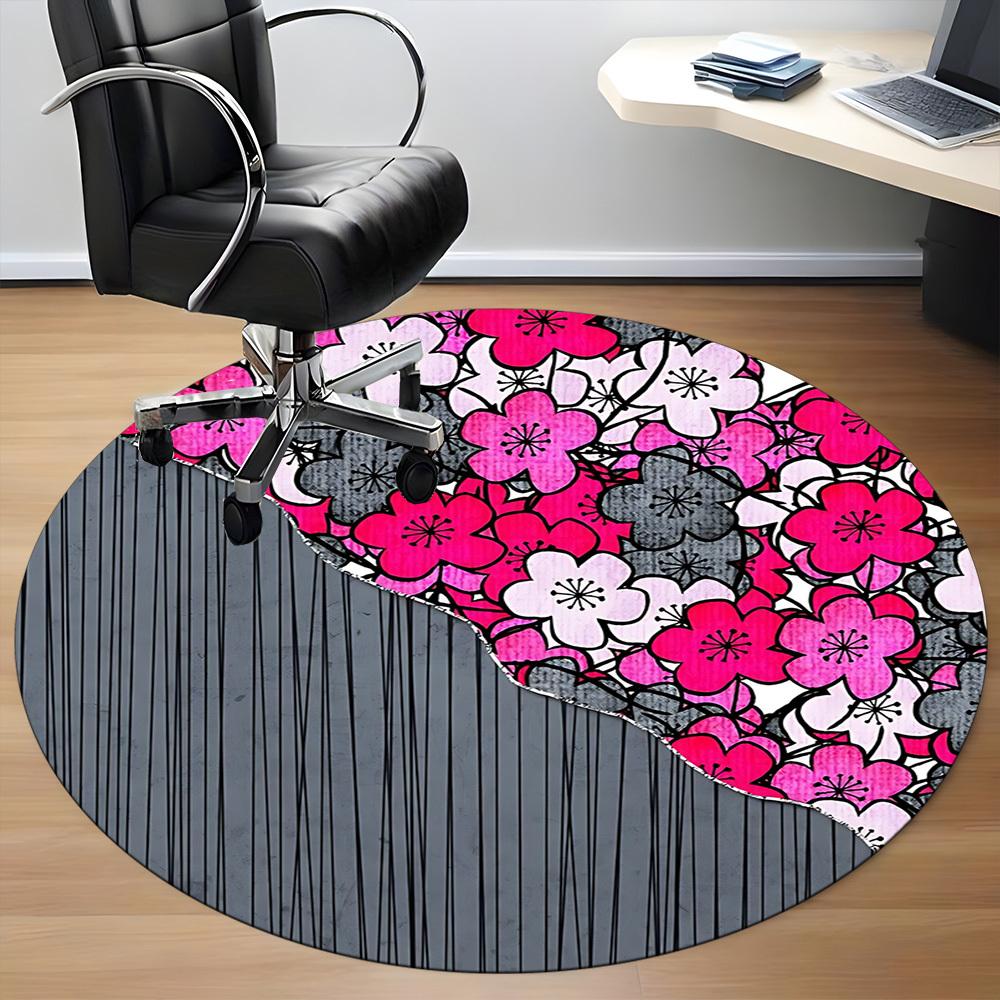 

1pc Cherry Blossom Pattern Chair Carpet for Office, Non-slip, Soft and Durable Office Rug, Perfect for Office yy260131053 80cm by 80cm