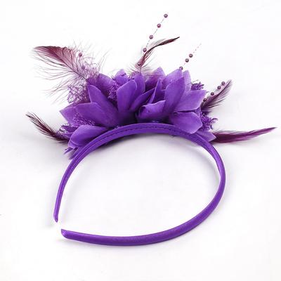 1PC Flower Headpiece Glam Feather Headband Hair Accessories Alice Headwear 10 Colors Cocktail Tea Party Feather Fascinators