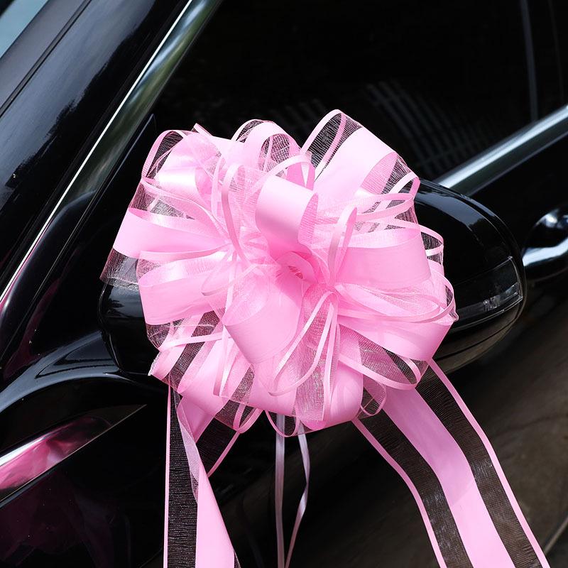 Wedding Car Mirror Pull-Flower Bow and Gift-Packaged Qixi Flower Bouquet