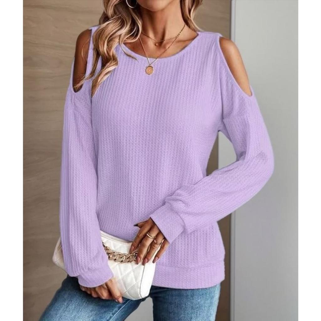 Fall Winter New Women's Off Shoulder Loose Casual Long Sleeve T-shirt Top For European American Cross-border