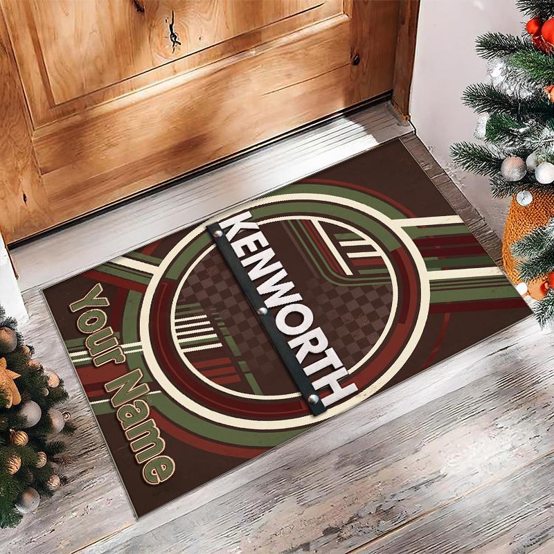 Kenworth Crystal Velvet Rug, Custom Name Text Personalized Non‑Slip Floor Mat for Home Decor Gift