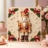 Framed Pearl Art DIY Kit with Christmas Nutcracker Pattern 3D Sparkling Bead Canvas Painting Handmade Gift for Home Decoration Wall Art Craft