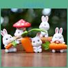 Cute Carrot Mushroom Cartoon Rabbit Mini Model Desktop Decor Ornament Set For Home And Office Decor
