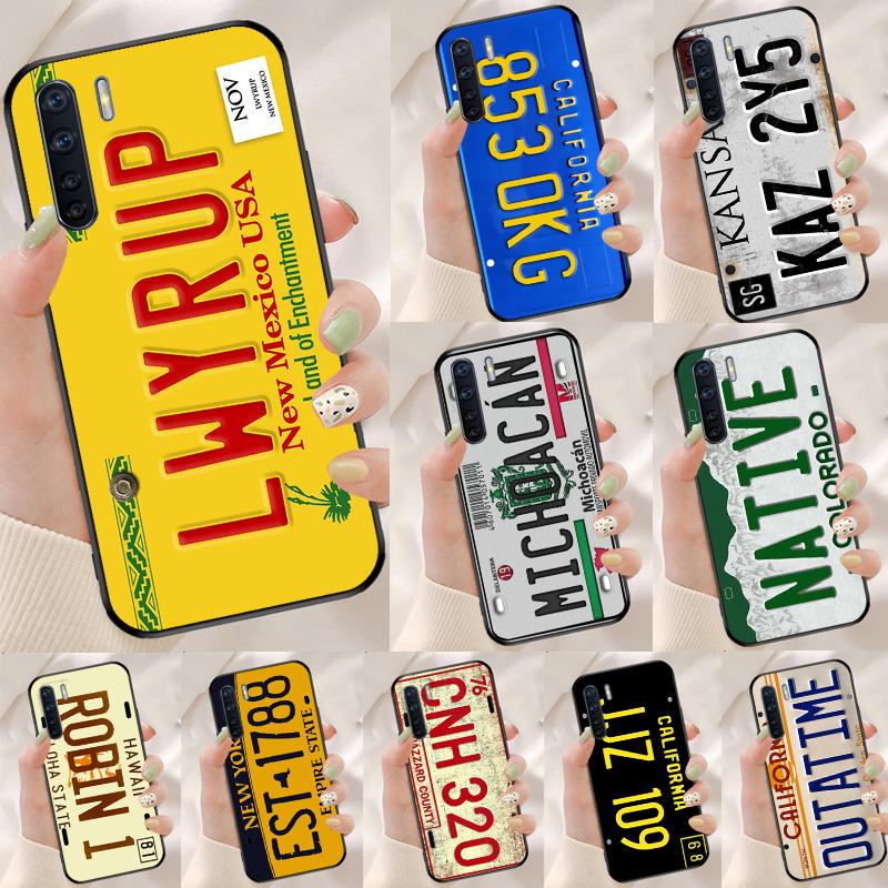 License Plate Number Case For Oppo A40 A60 A80 A18 A38 A58 A78 A98 A16 A76 A96 A15 A17 A77 A74 A94 A54 A57S Cover