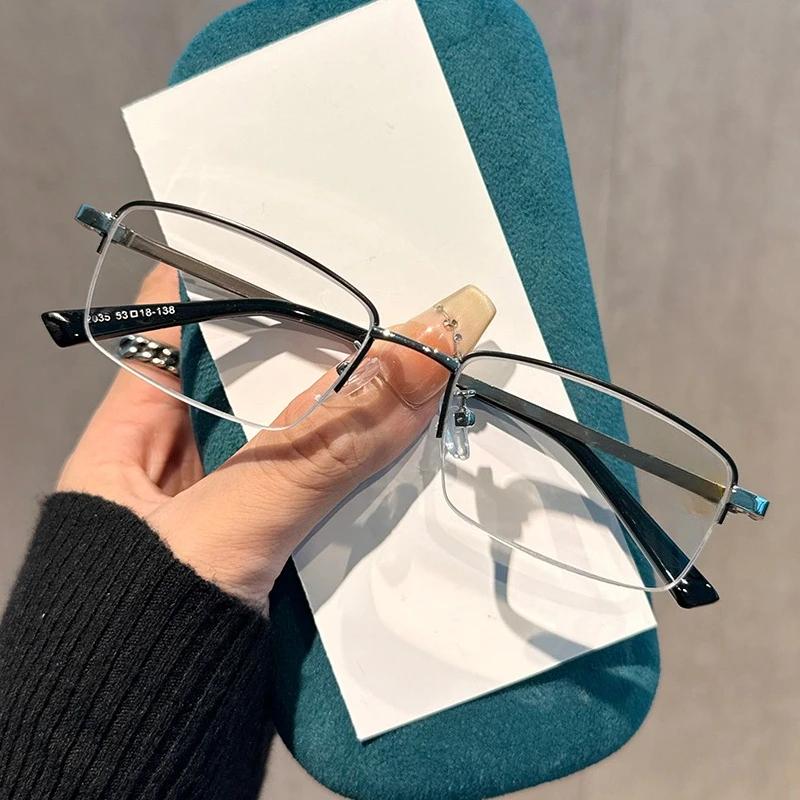 

New Business Metal Semi-Frame Anti-Blue Light Presbyopia Glasses Classic High-Definition Comfortable Reading Eyewear Unisex 1.0
