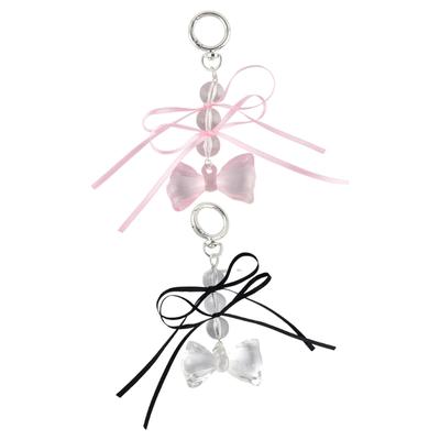 Elegant Ribbon Bowknot Keychain Featuring Clear Beads and Stylish Bowknot Designs for Fashionable Accessory Lovers