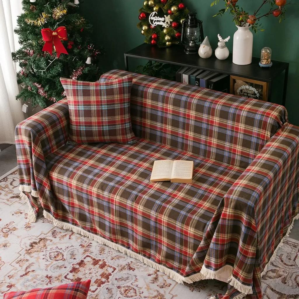 Christmas Decoration Lattice Sofa Blanket Cloth Sofa Towel Nordic Full Cover Fabric Dust Cover Protective Cover Plaid