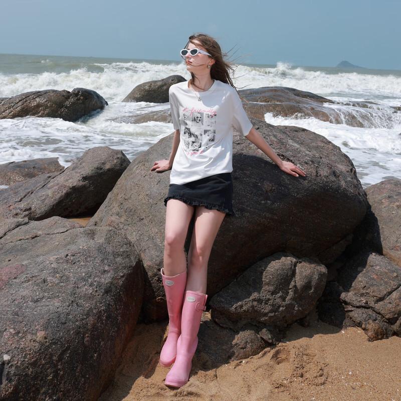 Sancai 2026 Summer Puppy Letter Print Loose T-Shirt L