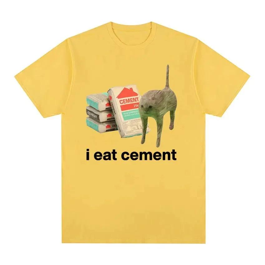 I Eat Cement Cursed Cat Funny Meme T Shirt for Women Fashion Casual Short Sleeve T Shirts Women T-shirt Tops