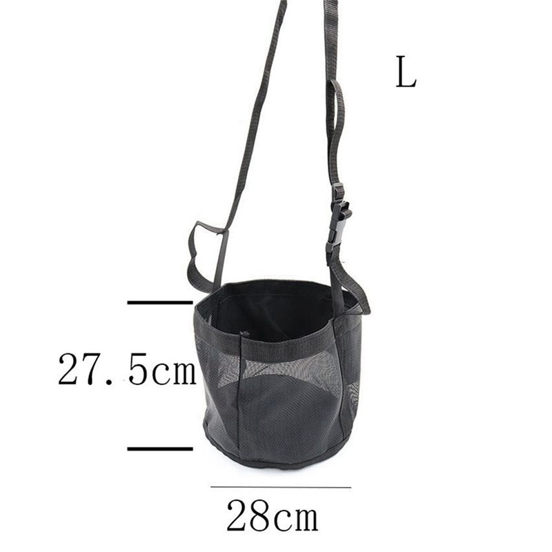 AEE4-Adjustable Elastic Hay Feed Bag For Horses - Outdoor Neck Feeding Bag In Black