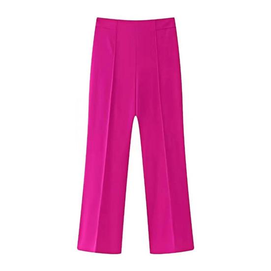 Women Pants High Waist Slim Fit Straight Leg Casual Trousers Solid Color Design Office Lady Long Pants Daily Wear