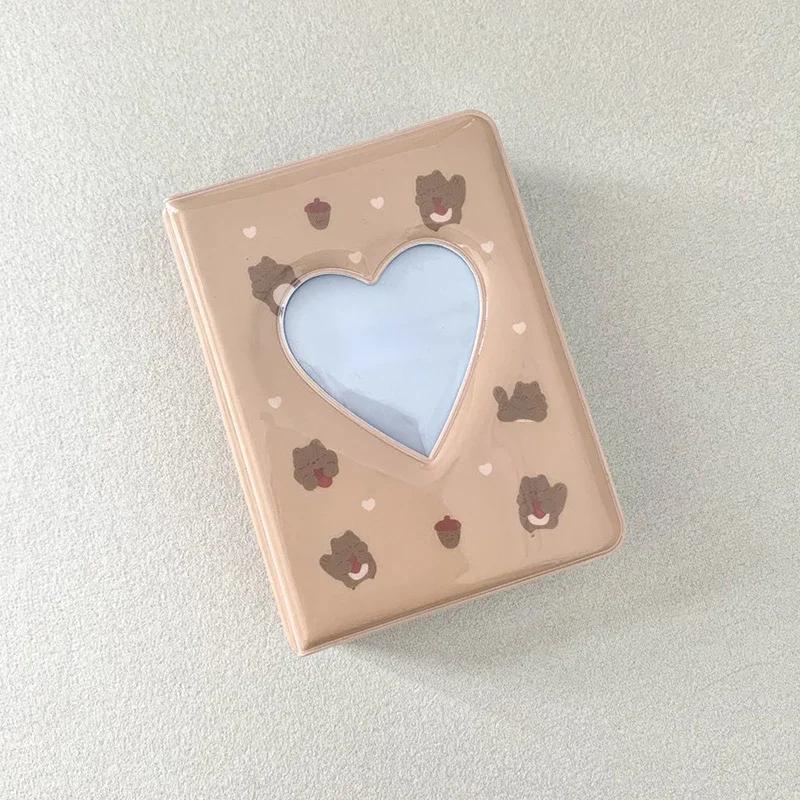 Cute Bear Photo Album 3 Inch Love Heart Hollow Picture Storage Case Kpop Card Binder Name Card Book Photocard Holder 40 Pockets