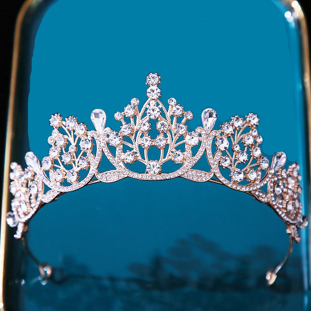 DIEZI Baroque Bridal Crown Headwear Crystal Hair Dress Accessories Tiara For Women Wedding Rhinestone Crown Hair Jewelry