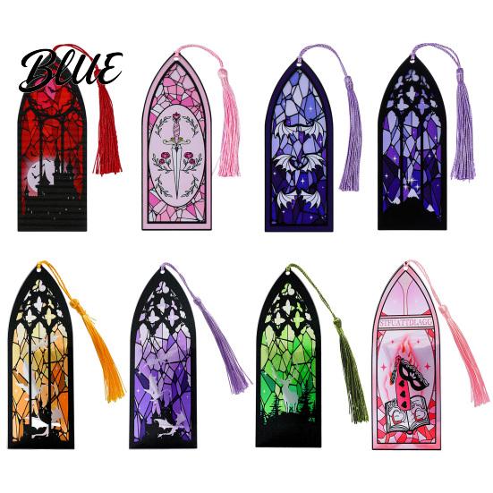 Decorative Book Accessory Stained Glass Art Acrylic Bookmark Halloween Dark Aesthetic Mark Transparent Double-sided Bookmark Page Marker with