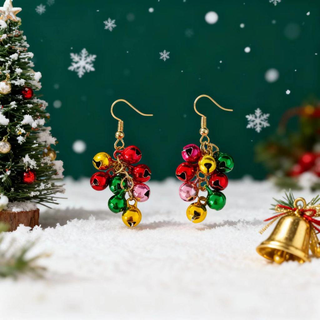 2025 European & American Christmas Series Color Block Bell Classic Women's Party Earrings
