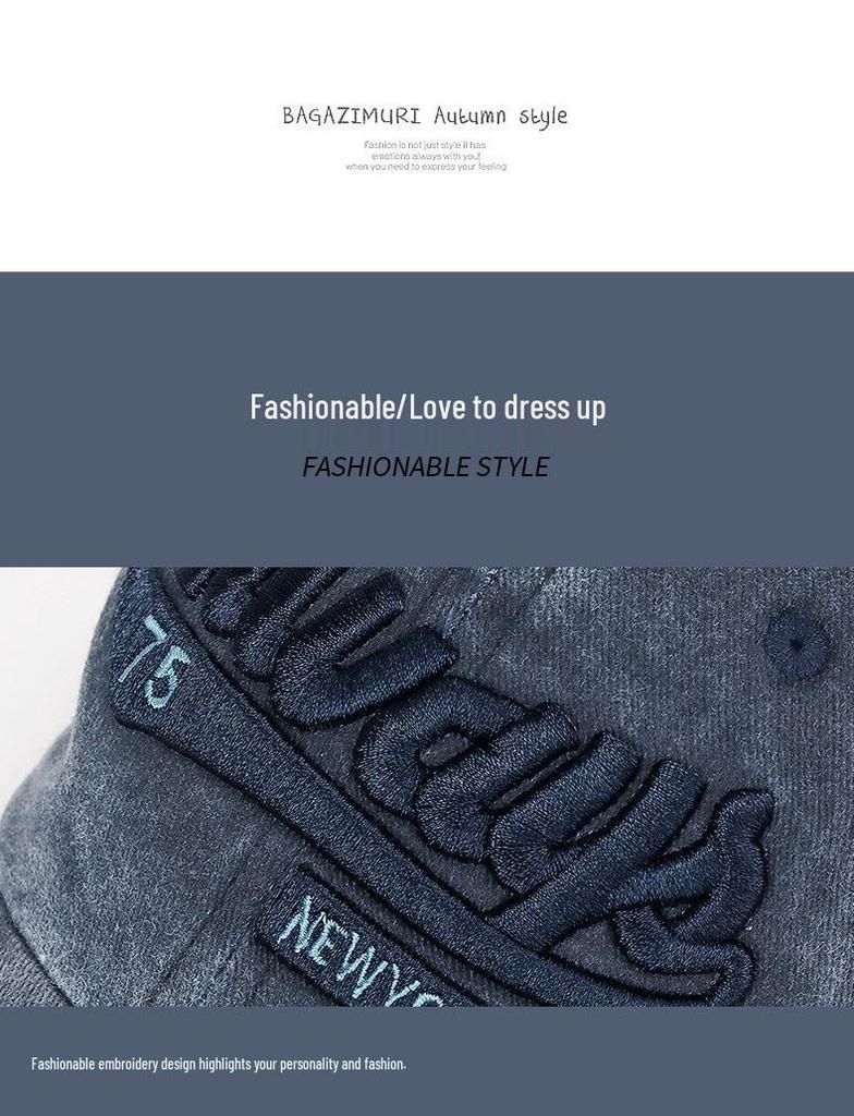 Men's Fashionable Faded Baseball Cap with 3D Embroidered Lettering and Soft Washed Cotton